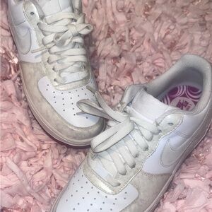 Nike Women's White and Rave Pink Air Force 1 ‘07 Sneakers